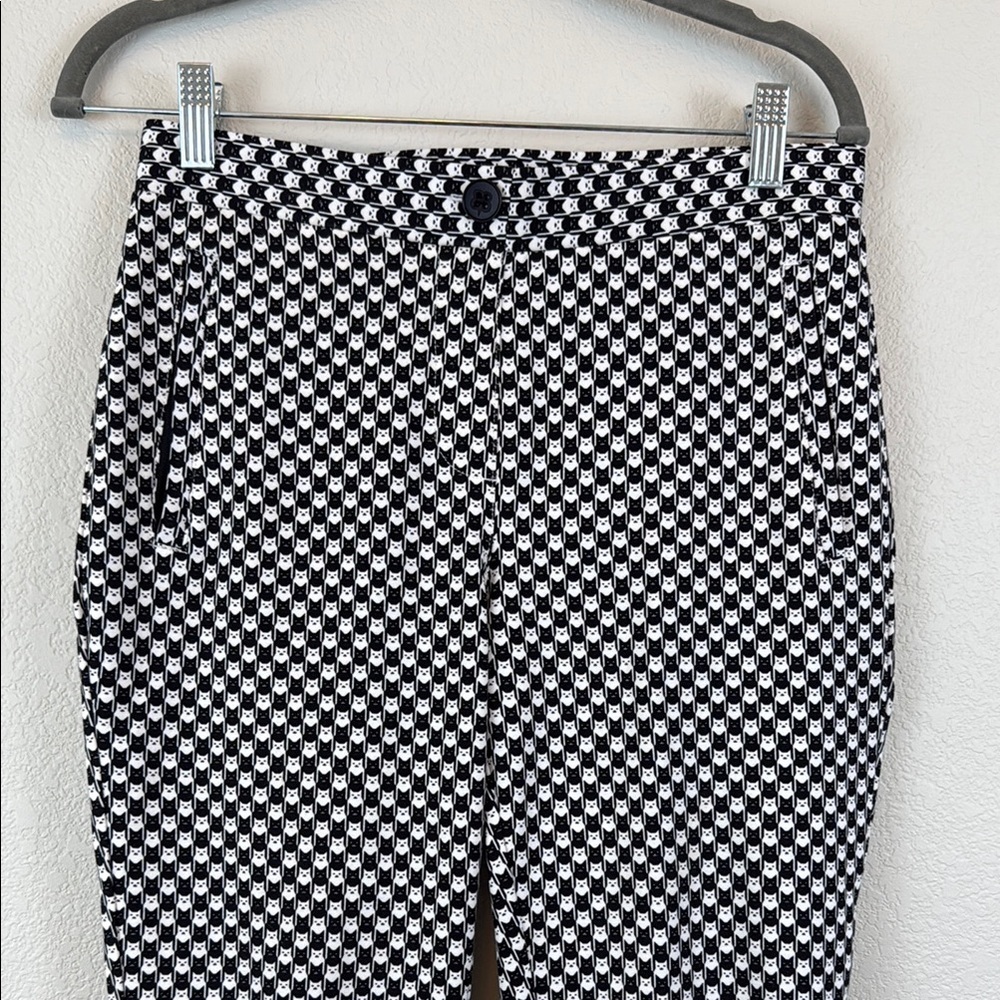 Betabrand Cat Print Black and White Trousers Size Small Tall - Picture 2 of 10